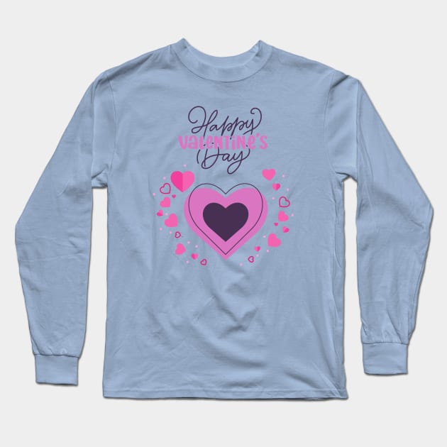 Happy Valentine's Day.Pink Heart Long Sleeve T-Shirt by Anatoliy Smirnov